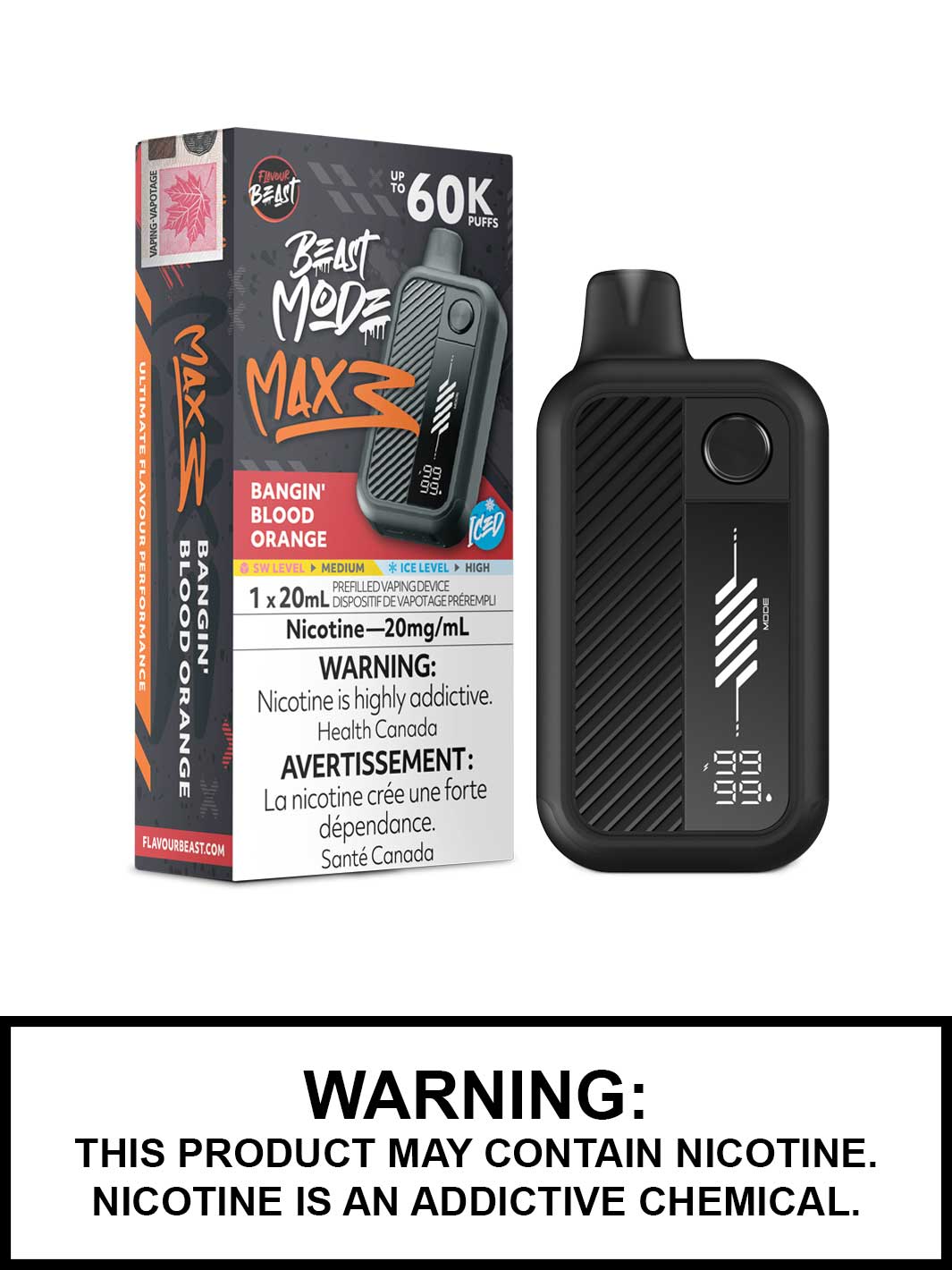 FLAVOUR BEAST BEAST MODE MAX 3 60K - Bangin Blood Orange Iced