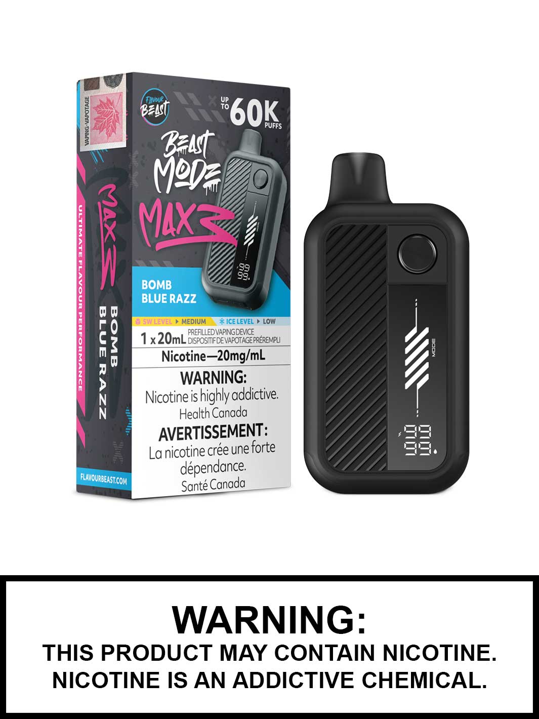 FLAVOUR BEAST BEAST MODE MAX 3 60K - Bomb Blue Razz