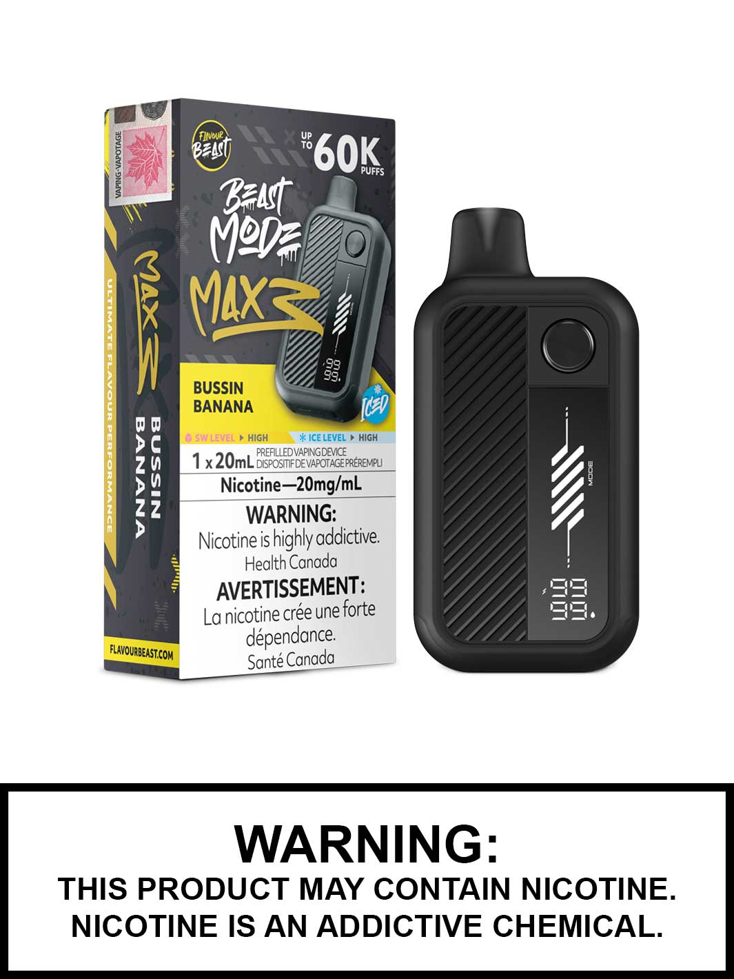 FLAVOUR BEAST BEAST MODE MAX 3 60K - Bussin Banana Iced