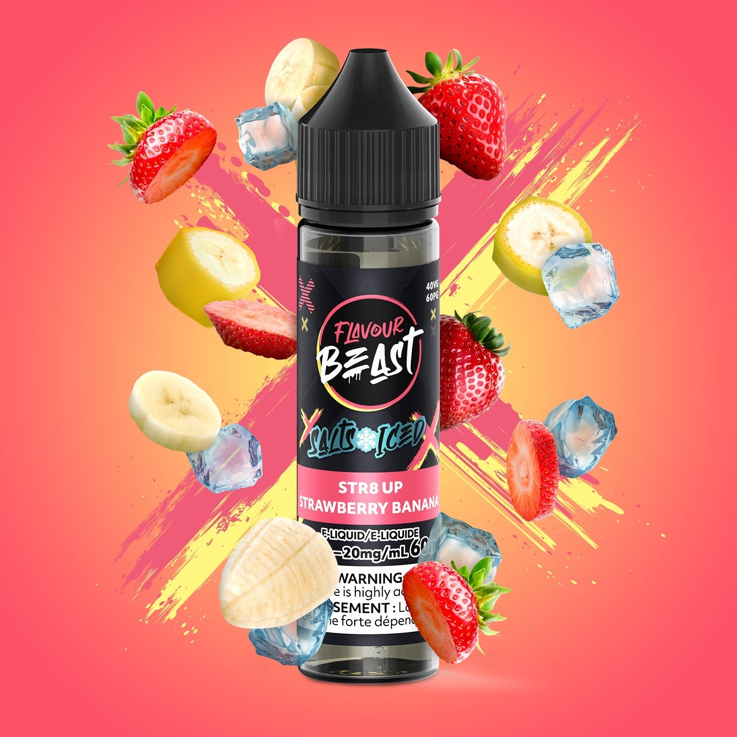 SALTBASE FLAVOUR BEAST STR8 UP Strawberry BANANA ICED