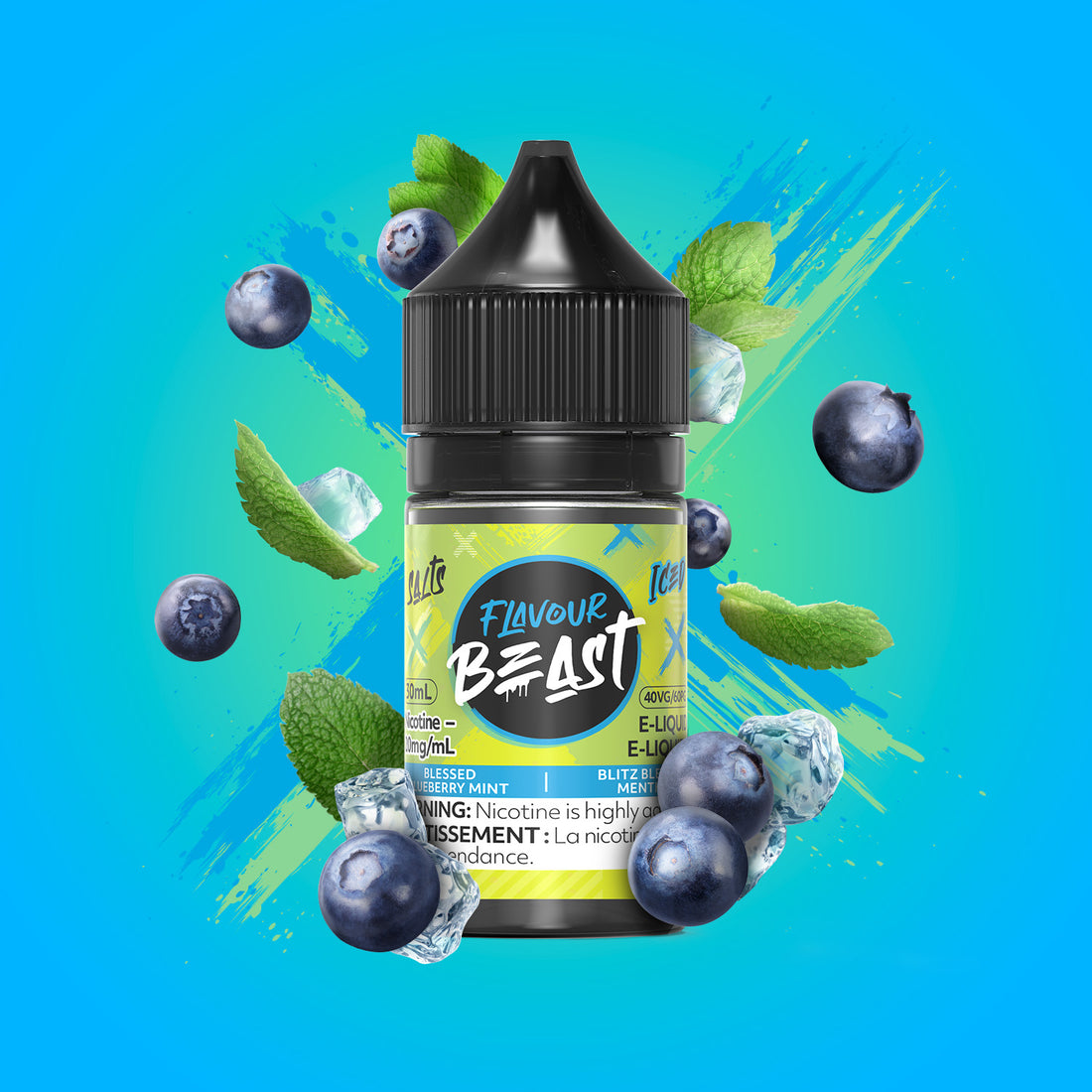 SALTBASE FLAVOUR BEAST BLESSED BLUEBERRY MINT ICED