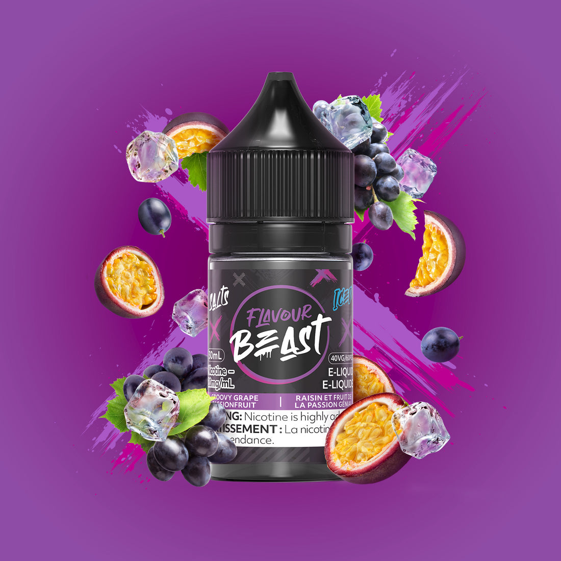 SALTBASE FLAVOUR BEAST GROOVY GRAPE PASSIONFRUIT ICED