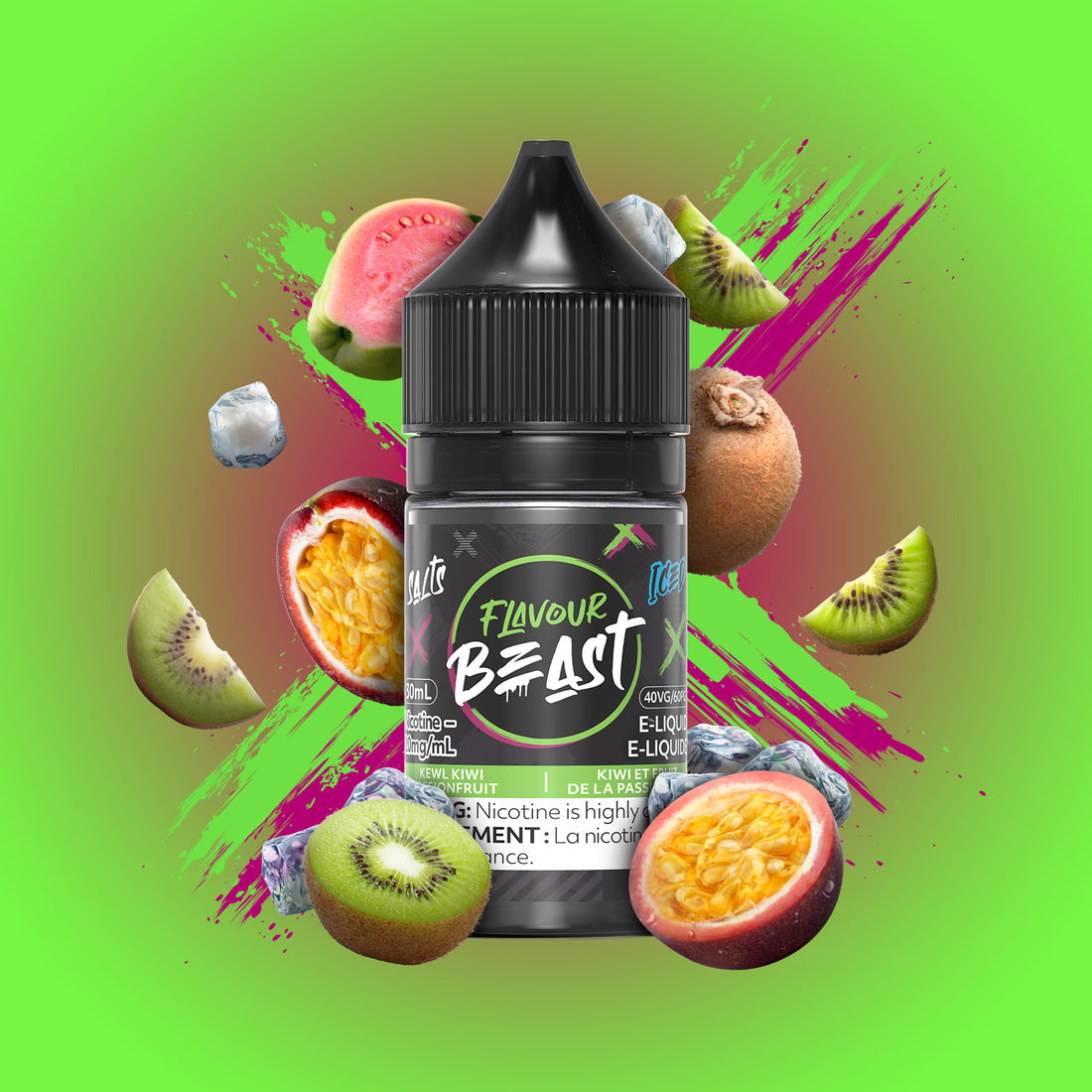 SALTBASE FLAVOUR BEAST KEWL KIWI PASSIONFRUIT ICED