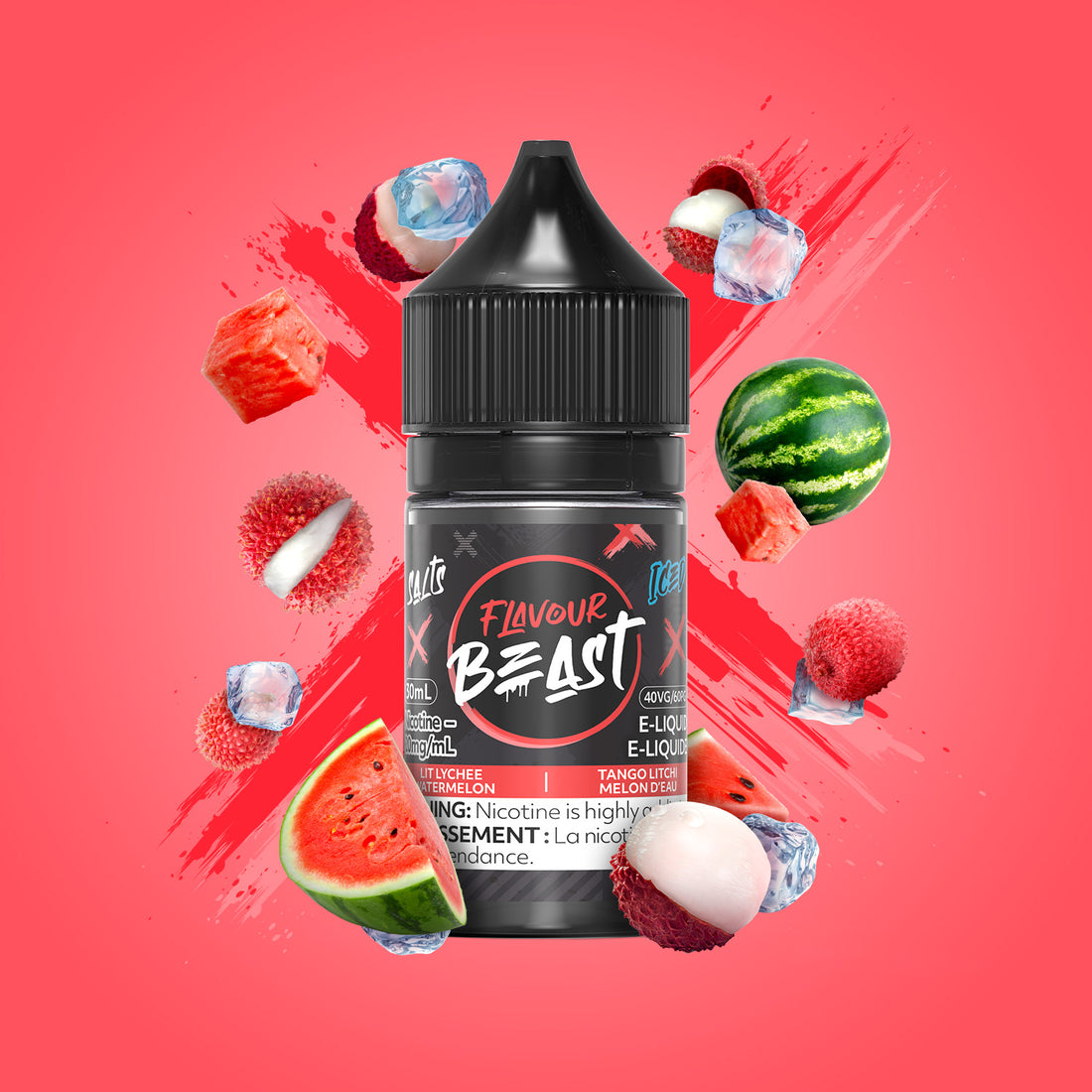 SALTBASE FLAVOUR BEAST LIT LYCHEE WATERMELON ICED