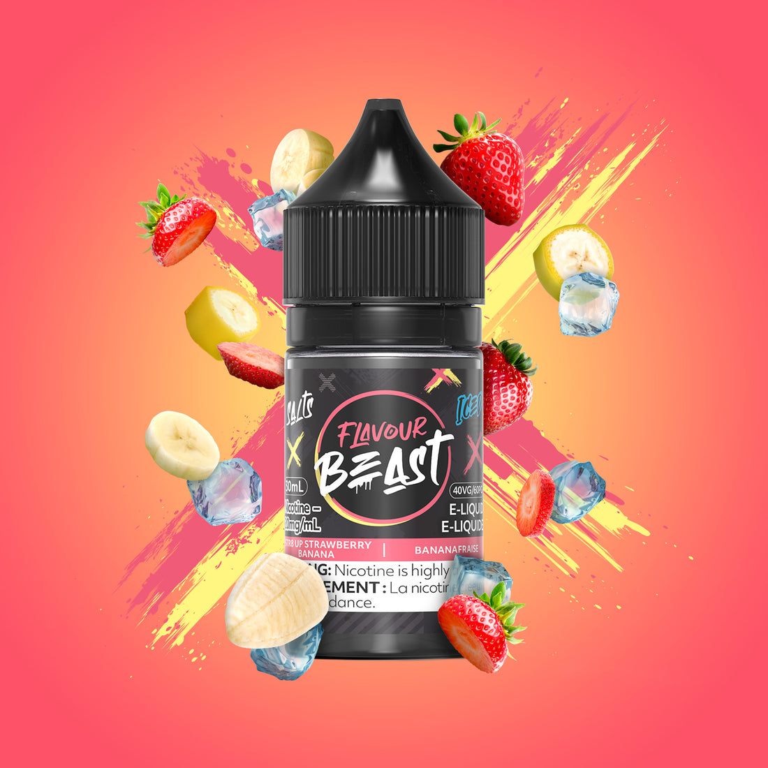 SALTBASE FLAVOUR BEAST STR8 UP StrawberryBANANA ICED