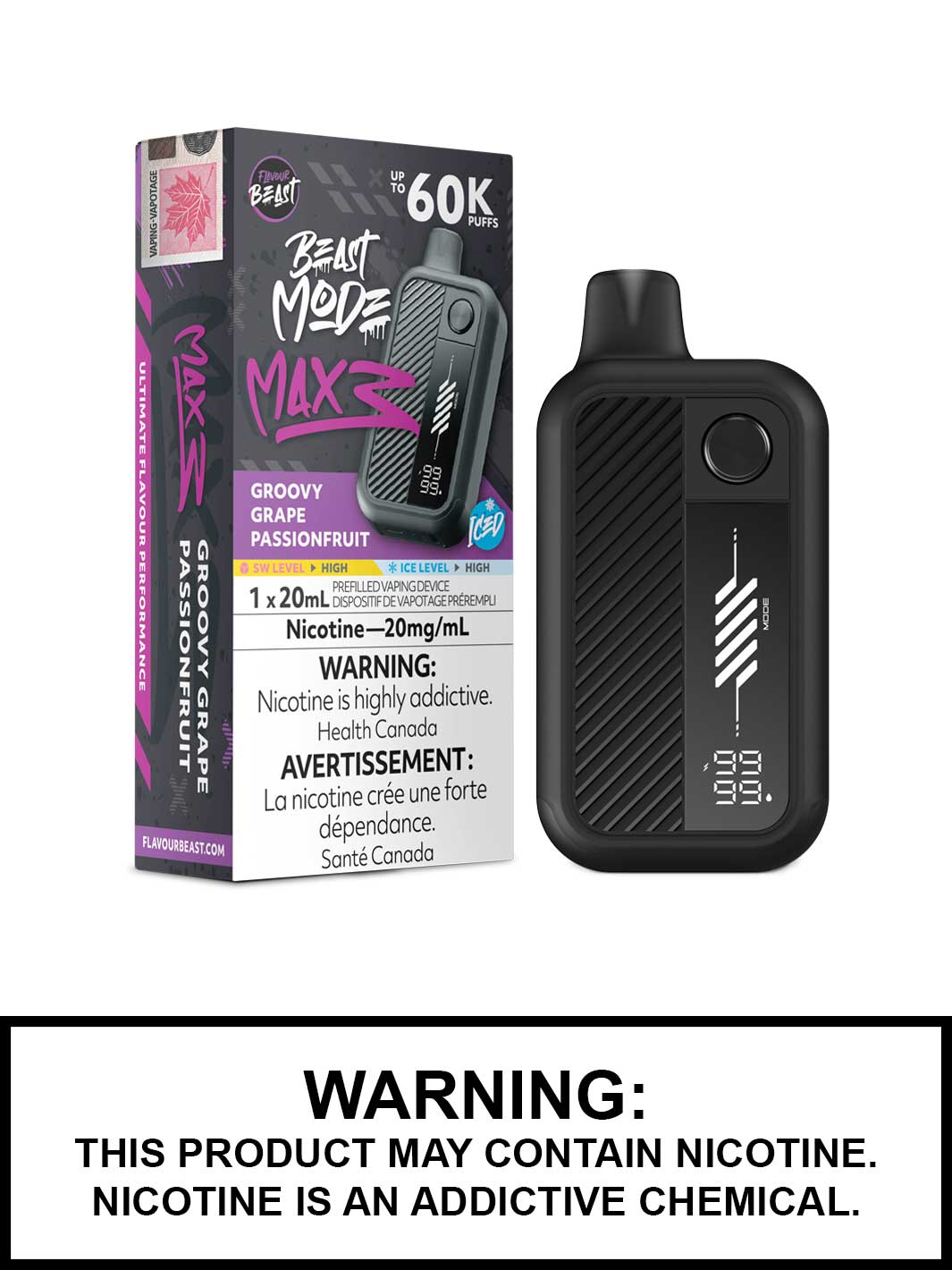FLAVOUR BEAST BEAST MODE MAX 3 60K - Groovy Grape Passionfruit Iced