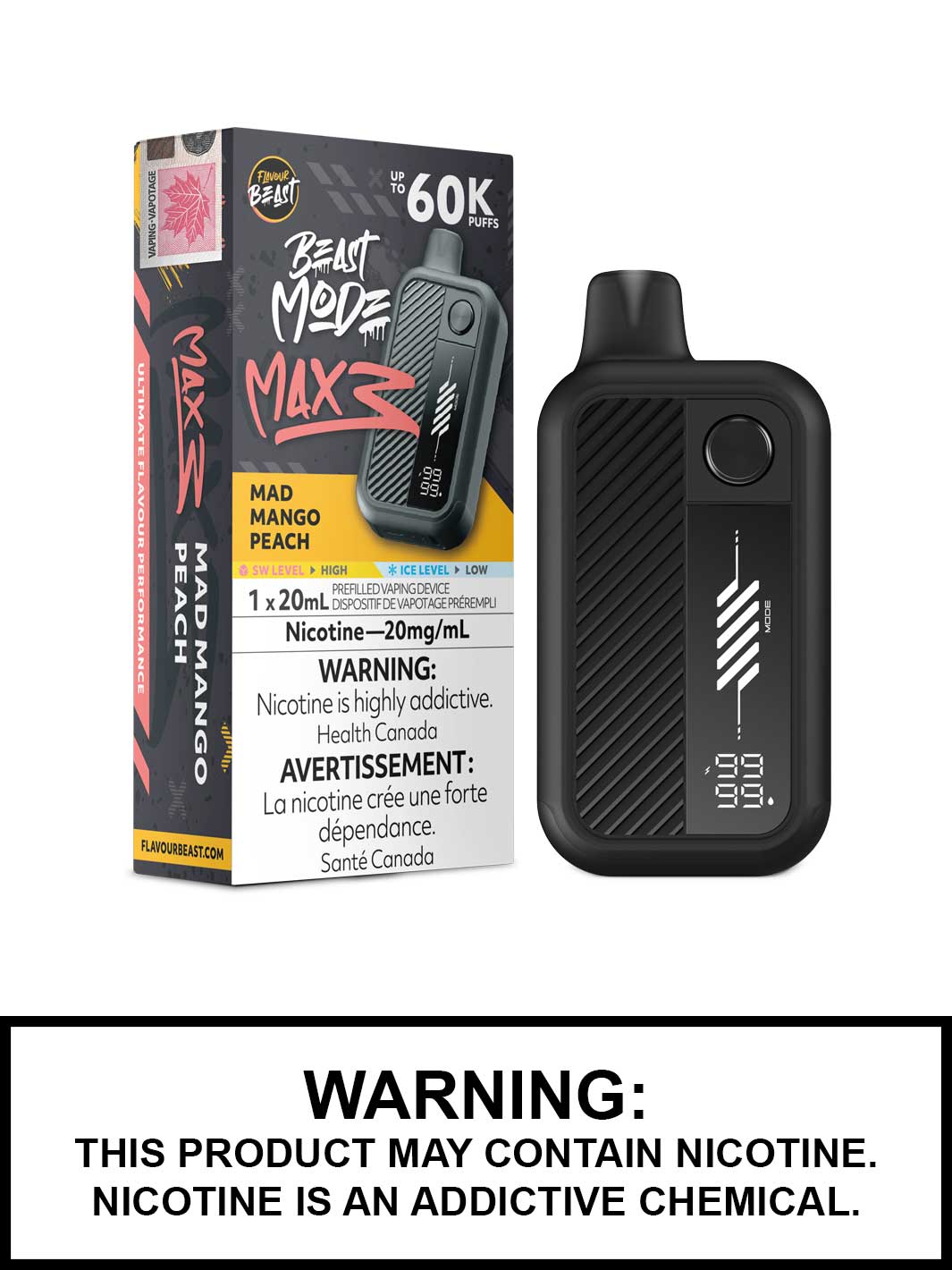FLAVOUR BEAST BEAST MODE MAX 3 60K - Mad Mango Peach