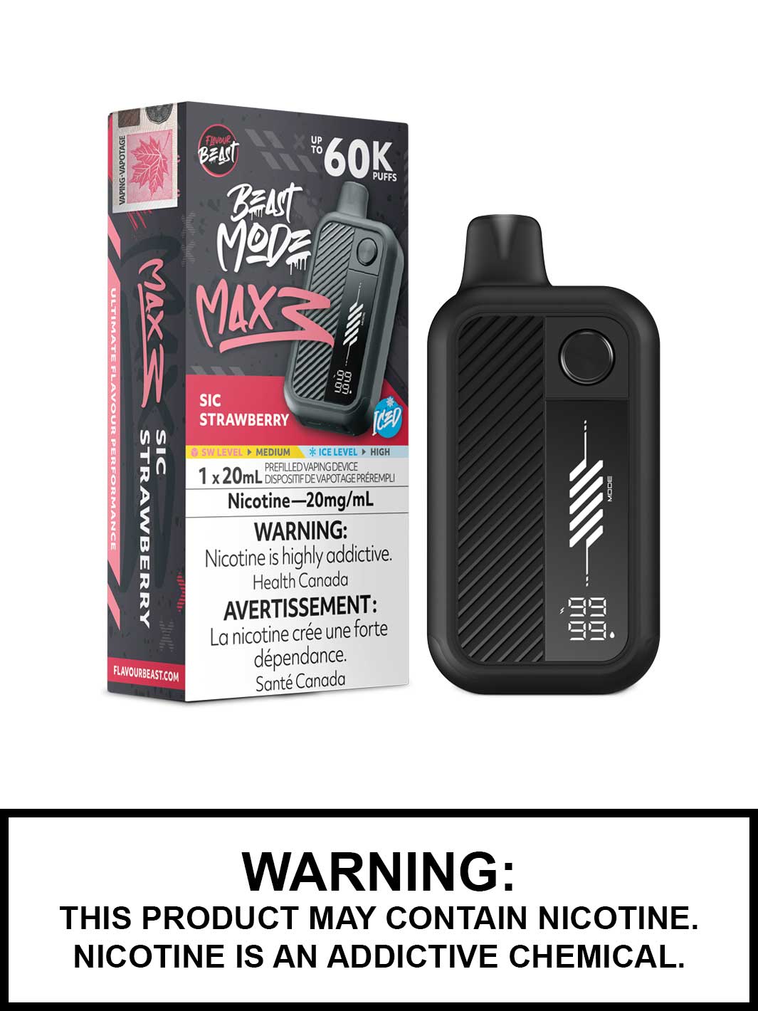 FLAVOUR BEAST BEAST MODE MAX 3 60K - Sic Strawberry Iced