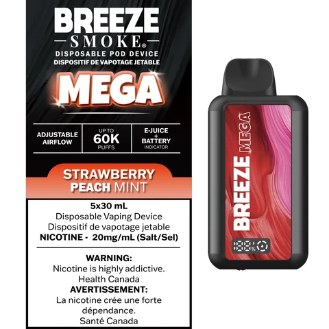 BREEZE MEGA 60k-Strawberry peach mint