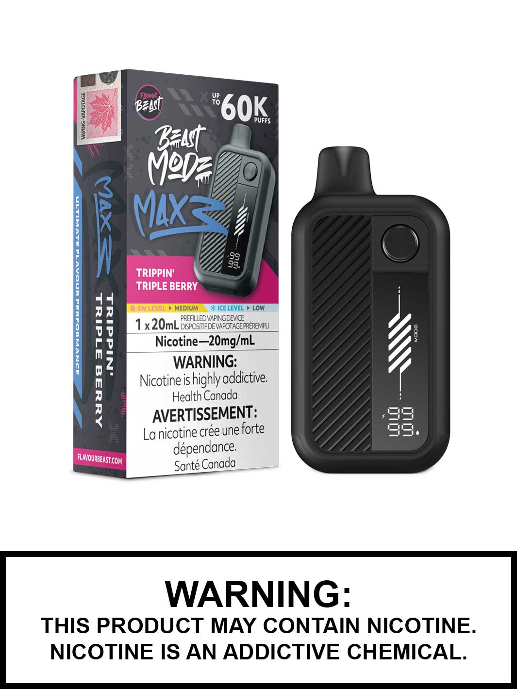 FLAVOUR BEAST BEAST MODE MAX 3 60K - Trippin Triple Berry