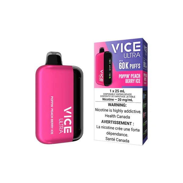 Vice Ultra 60K Disposable Vape - Poppin' Peach Berry Ice