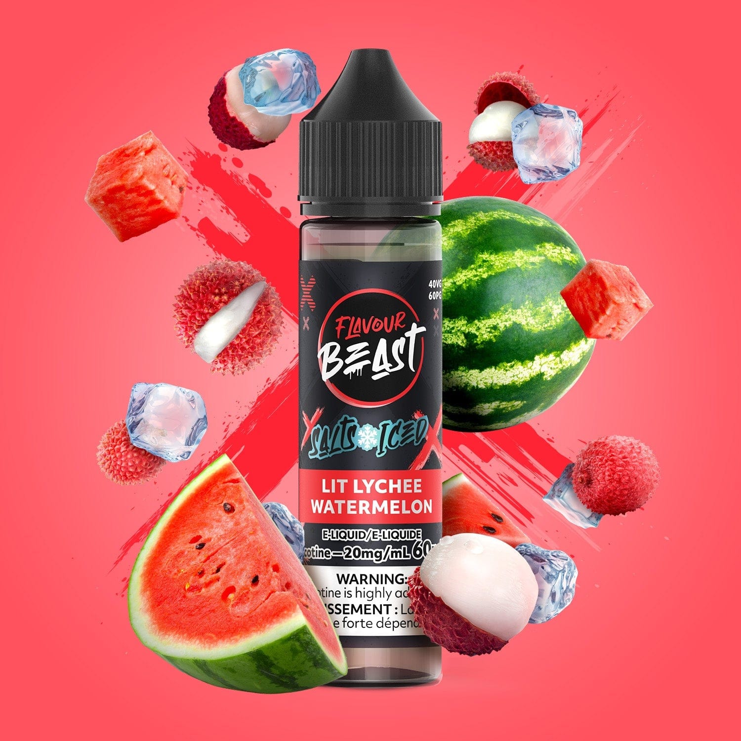 SALTBASE FLAVOUR BEAST LIT LYCHEE WATERMELON ICED