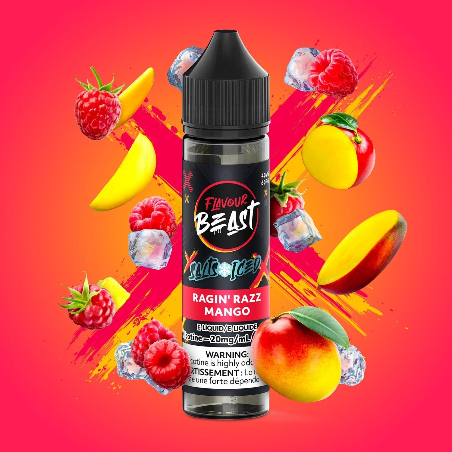 SALTBASE FLAVOUR BEAST RAGIN' RAZZ MANGO ICED