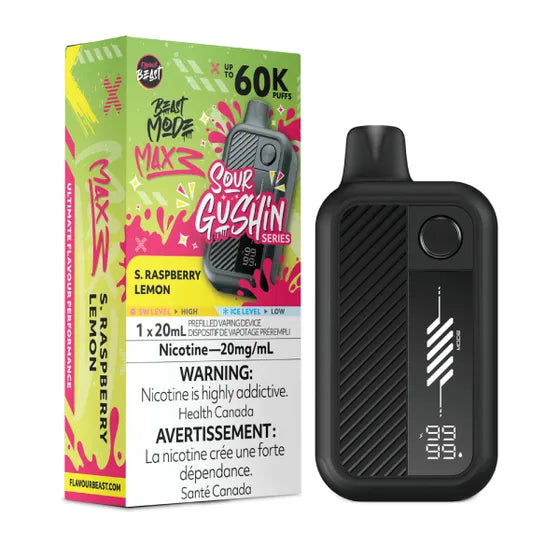 FLAVOUR BEAST BEAST MODE MAX 3 60K - Sour Gushin S. Raspberry Lemon