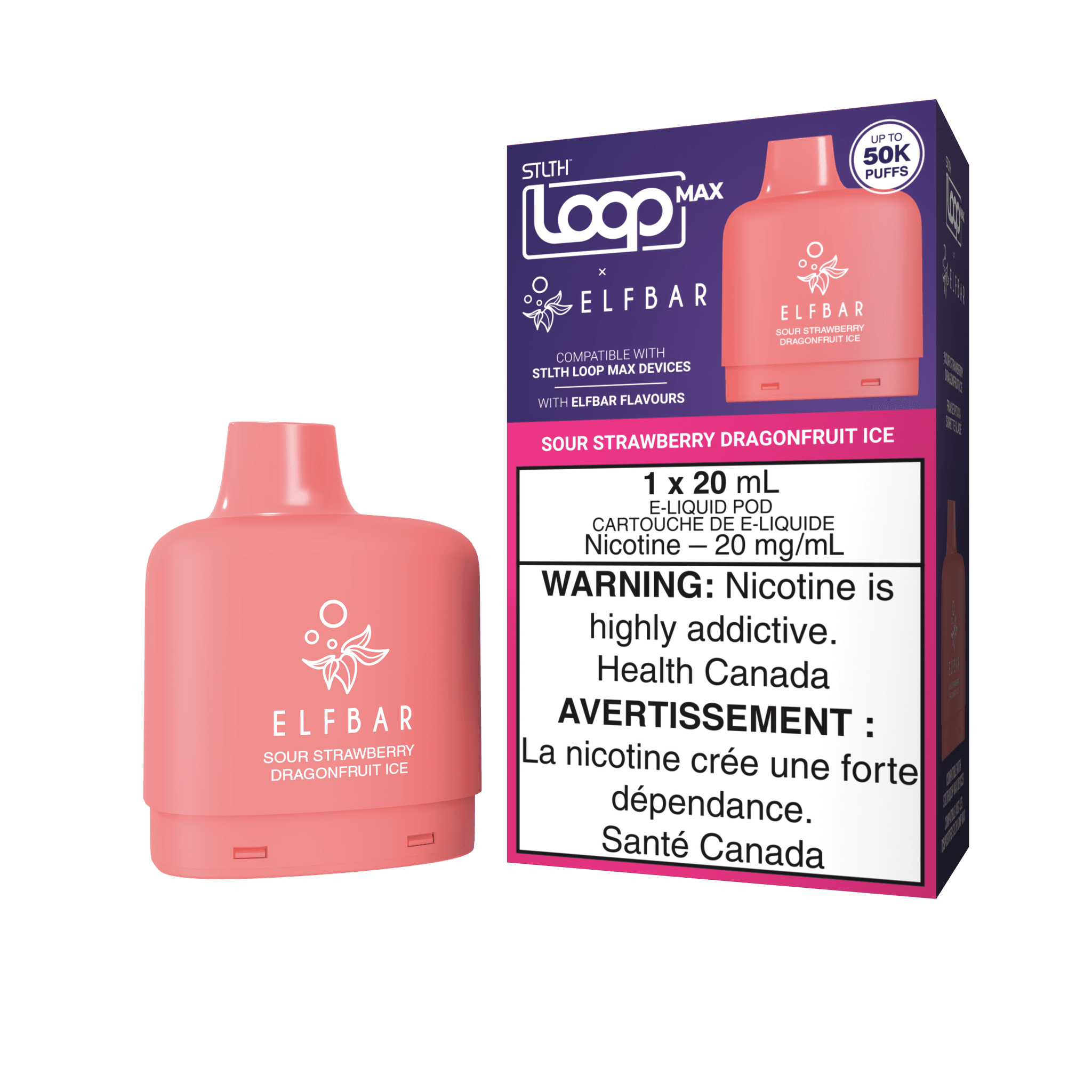 STLTH LOOP MAX X ELFBAR POD PACK - Sour Strawberry Dragonfruit Ice